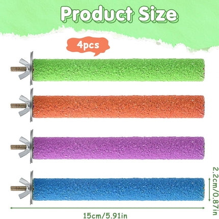 4pcs Parakeet Perches for Cage, Bird Cage Perch, Cockatiel Perch, Wooden Bird Nail Trimming Perch for Parakeets Parakeet Grinding Claw Toys Birdcage