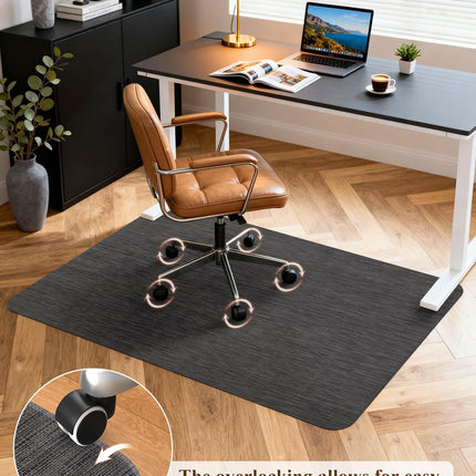Soimeat Office Chair Mat for Hardwood Floor, 35.4" x 47.2" Non-Slip Desk Computer Chair Mat, PVC Floor Mat for Rolling Chair, Heavy Duty Wood/Tile Floor Protector Desk Rug for Home Office, Black