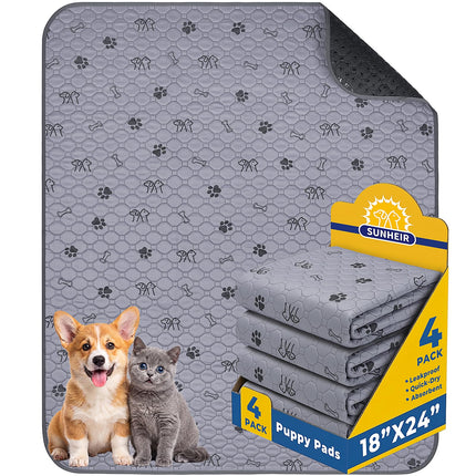 4 Pack Washable Pee Pads for Dogs, Waterproof Reusable Puppy Pads