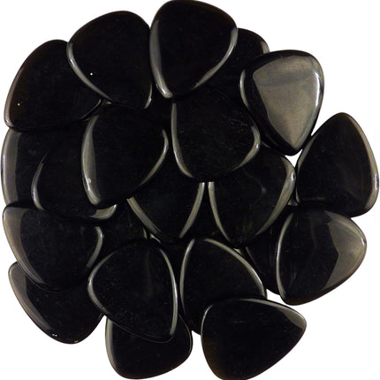 Black Obsidian Volcanic Glass Stone Guitar Or Bass Pick - 3.0 mm Ultra Heavy Gauge - 351 Shape - Specialty Handmade Gemstone Exotic Plectrum - 1 Pack