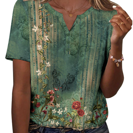 Blusas de verano para mujer, casuales, manga corta, cuello en V