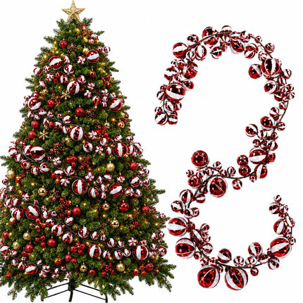 2 Pcs 6 ft Christmas Ball Ornament Garland, Champagne Gold