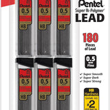 Refills, 0.5 mm Fine, HB, 180 Pieces of Lead