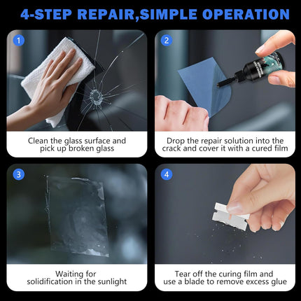 Cracked Windshield Repair Kit for Chips and Cracks, Car Windshield Crack Repair Kit, Glass Repair Liquid for Cracks, Rock Chip Repair Kit Windshield, Windshield Chip Repair Kit (1)