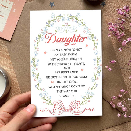 Floral Mother’s Day Card for Daughter Goddaughter, Religious Mothers Day Card from Parents, Daughter First Mother’s Day Gift, Being a Mom is Not an Easy Thing