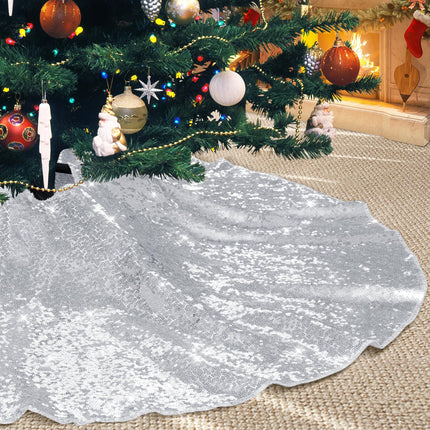 Black Christmas Tree Skirt, 36 Inch Sequin Tree Skirt