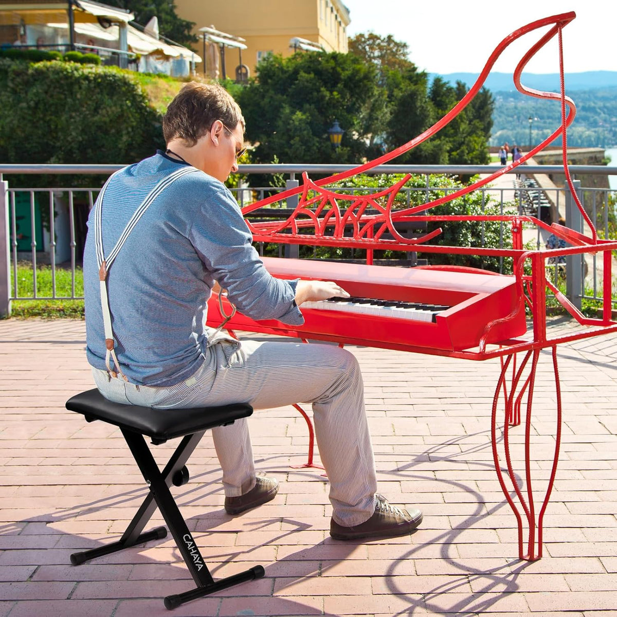 Keyboard Bench X-Style Height Adjustable 16.3-19.6in Padded Cushion Piano Stool Bench Keyboard Chair for - photo 2