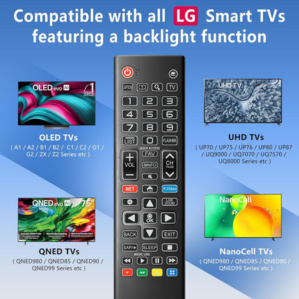 Backlit Remote for LG Smart TV, Universal Replacement for All LG TV Remote Control for Easy Nighttime Use.1-Year Warranty.