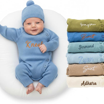 Rosanbella 100% Cotton Baby Romper Set with Personalized Embroidery | Newborn Outfit (0-1M), 12 Colors | Soft, Comfortable & Perfect for Gifts