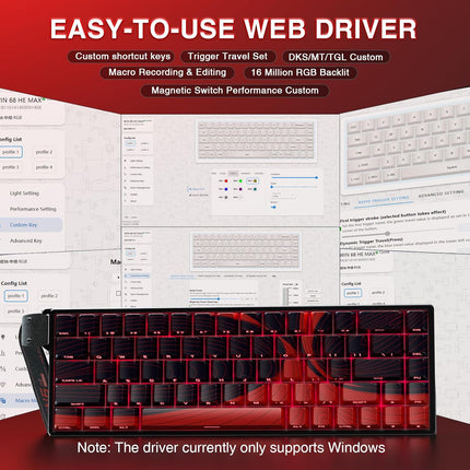 AULA WIN68 HE MAX - Hall Effect Gaming Keyboard with Magnetic Switch, Adjustable Actuation Fast Trigger Mode, 8KHz Polling Rate, RGB Backlit Wired Mechanical Gaming Keyboard 60 Percent Compact Design