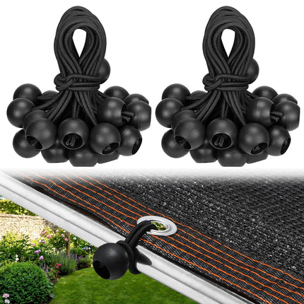 30pcs 6in Heavy-Duty Bungee Cords with Balls for Tarp Shade Cloth