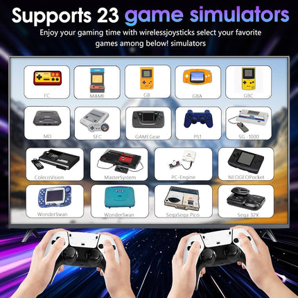 2026 New Wireless Retro Game Console, 23 Emulators and 40000+Games, with Dual 2.4G Wireless Controllers Plug and Play 4K HDMI TV Game Stick (128G) White