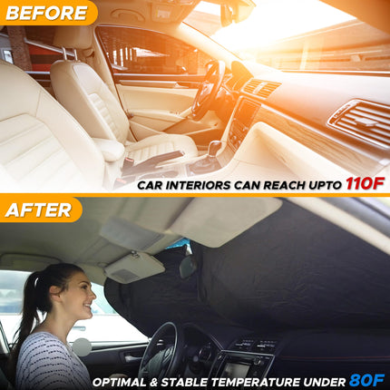 Car Front Windshield Sun Shade, Foldable Window Shade for SUVs