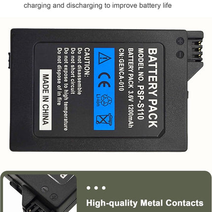 Battery for Sony PSP 3000 2000: Model PSP-S110 Portable Replacement Battery Pack 3.6V 1200mAh for Sony PlayStation PSP 2001 3001 Slim with Charger Cable
