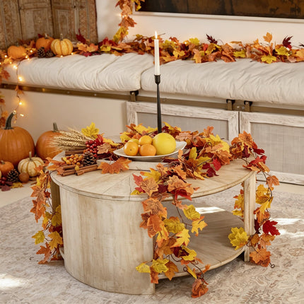 4 Pack Fall Leaf Garland, Total 23.6 Ft Artificial Fall Maple Leaves Autumn Vines Garland Thanksgiving Decor for Home Fireplace Party