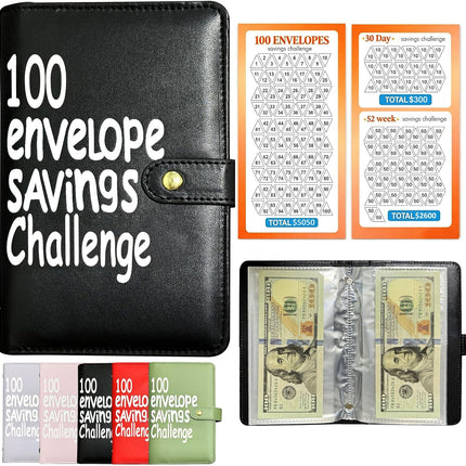 Money Saving Challenge Binder 100 Envelopes Black Budget