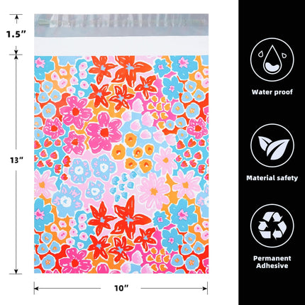 100pcs 10x13 Inches Poly Mailers Waterproof & Tear Resistant Mailing Envelopes, Cute Small Business Bags for Clothes, Gifts - Flowers