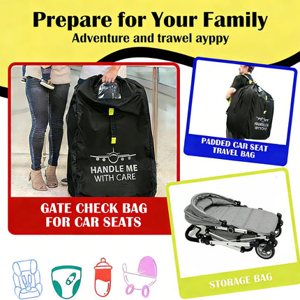 Car Seat Travel Backpack – Universal Fit Gate Check Bag with Adjustable Backpack Straps, Water-Resistant Airplane Travel Essentials with ID Window