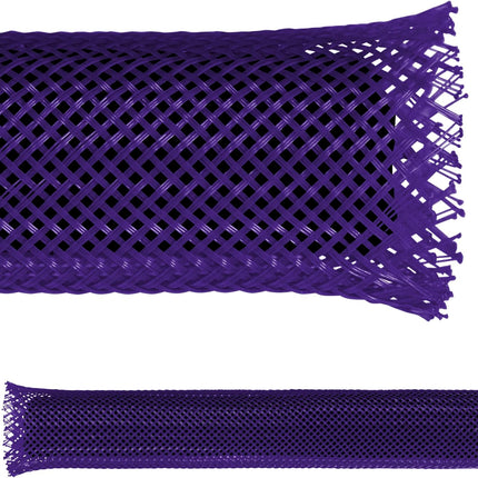 Electriduct 1/2" PET Expandable Braid Sleeving Flame Retardant Flexible Wire Mesh for Cord Management and Cable Protection - 25 Feet - Purple