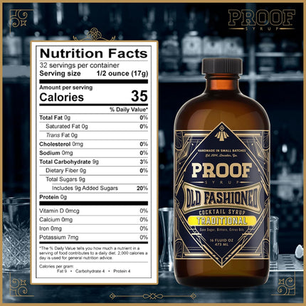 Proof Syrup Old Fashioned Cocktail Mix - Made with Real Bitters & Cane Sugar - Traditional Old Fashion Flavor - Fast, Easy, Delicious, Handcrafted Cocktail Syrup - 16oz - 1 Bottle