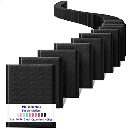 Bubble Mailers 8.5x12" Padded Envelopes Black 40 Pack Self Seal
