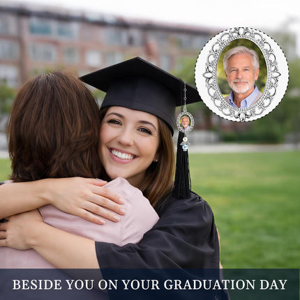 Graduation Memorial Tassel Charm 2026, Graduation Tassel Photo Charm with Angel Wings, Graduation Cap Picture Charms Accessories, Meaningful Graduation Gift for Her Class of 2026