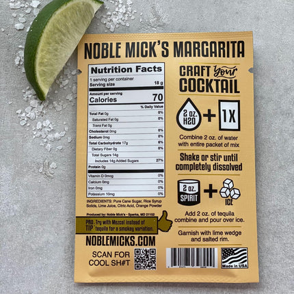 Single Serve Craft Cocktails - Margarita Drink Mix (Bundle of 6 Packets) - 45 Calories