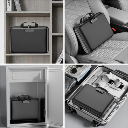 DocSafe Fireproof File Organizer with Lock, Hard-Shell Case Fireproof Document Box with 13 Pocket Accordion File Folder, Portable Home Office Travel Safe Storage for Important Documents Laptop Black