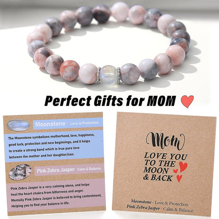 THEMEROL Mothers Day Birthday Gifts for Mom/Auntie/Grandma/Sister-Love/Balance-Natural Crystal Bracelet with Meaning-Handmade Gifts