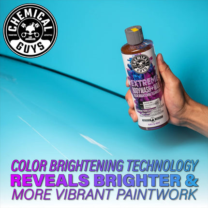 Chemical Guys CWS20716A Car Wash, Dry & Shine Bundle - Extreme Bodywash & Wax Foaming Car Wash Soap, 16 oz + After Wash Gloss Boosting Drying Aid (16 oz) (2 Items) Works on Cars, Trucks, SUVs