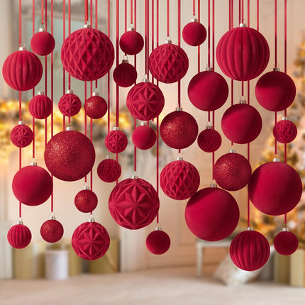 36 Pcs Christmas Balls Ornaments for Ceiling, Red, Green, Gold