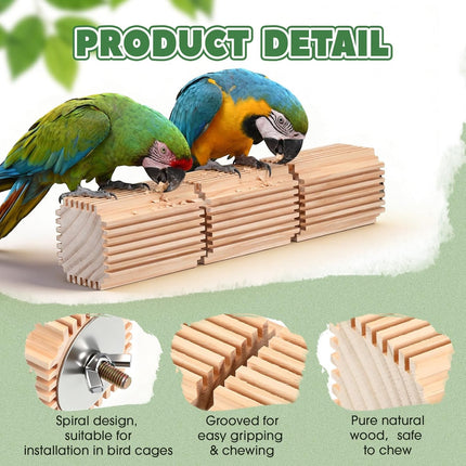 CroBlissful 2 Pcs Wooden Parrot Chew Toys Natural Wooden Bird Foraging Toy Chew Accessories Relieve Boredom and Anxiety, Foraging Toys, for Parakeet, Cockatiel, Conure, Budgie, Lovebird (S)