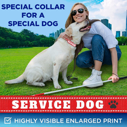 TECEUM Reflective Pet Collar – Red - Service Dog – S – Extra Soft Padding – Basic Nylon Dog Collar – Quick Release Buckle – Fits Small, Medium and Large Dogs, Puppies, Cats
