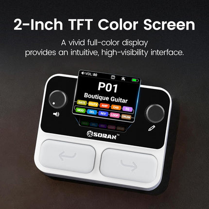 Multi Effects Guitar Pedal, 125 Effects, 99 Presets, 10 Modules, 40s Looper, 100 Drum Rhythms, 20 IR/NAM Slots, USB Audio, Rechargeable Pocket Pedal for Guitar and Bass