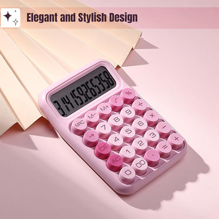 Mr. Pen- Mechanical Switch Calculator, 12 Digit Large LCD Display, Pink with Big Buttons, Mechanical Switch Calculator for Home, School, Office