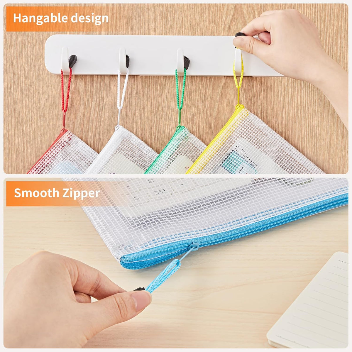 A4 Letter Size 24-Pack Zipper Mesh Document Pouches in 10 Colors - photo 5