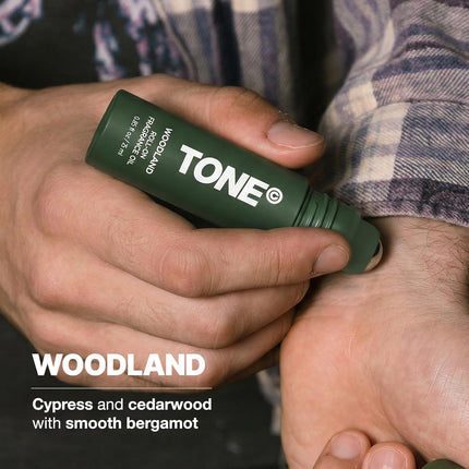 TONE Roll-on Fragrance Oil for Men, Woodland, Fragrance Oil with Notes of Vanilla, Cedar, and Cypress, 0.85 fl oz
