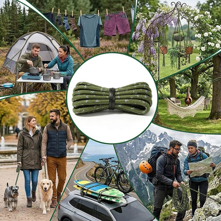 8 Pack Rope Tensioner Set with Alloy Buckles and Storage Bag, Adjustable Tie Down Ropes for Tent, Tarp, Hammock, Clothesline, Luggage & Outdoor Use (Green)