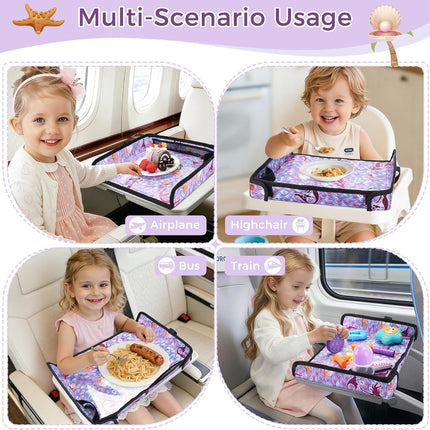COOLBEBE Airplane Tray Table Cover – Foldable Travel Tray Cover for Toddlers 1-3 – Universal Fit for Airplane, Car Seat, High Chair – Machine Washable, Portable (Mermaid)
