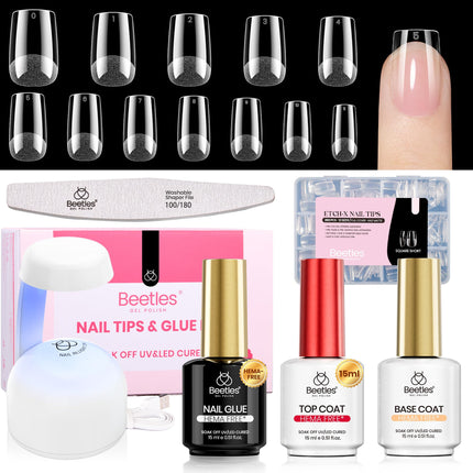 Soft Gel Nail Tips Short Almond 288pcs in 12 Sizes Etch-X