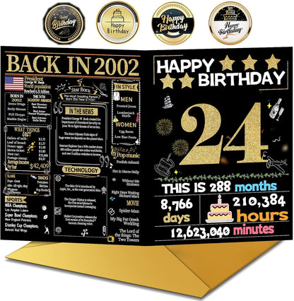 24th Birthday Card with Envelope - Back in 2002