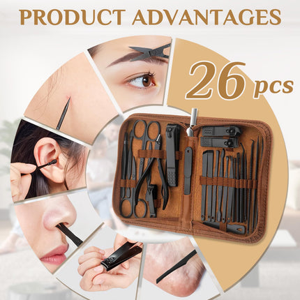 Manicure Set Nail Clippers Set Pedicure Kit, 26-Piece Brown