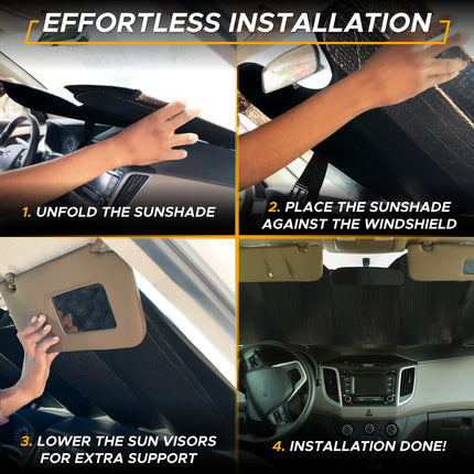 Accordion Car Windshield Sun Shade | Reflective Car Window Shades for UV & Sun Protection | Foldable Windshield Cover Keeps Interior Cool | 26 x 56 Inches