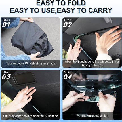 SINGARO Universal 300T Car Windshield Sun Shade, Foldable Reflective for Windshield & Window Shades with Overlapping Design, Car Interior Accessories (64.5" L x 33" W)
