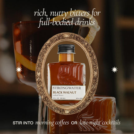 Strongwater Black Walnut Bitters (40 Servings) - Rich, Nutty Walnut Bitters to Pair with a Manhattan, Coffee, or Use for Old Fashioned - 3oz, 1 Pack
