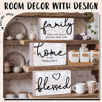 Mini Wooden Sign Farmhouse Shelf,Retro Color,4.25 x 2.76 x 0.59 in