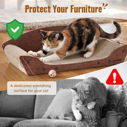 Cama rascador de cartón para gatos de interior, 26'', 1PC, marrón