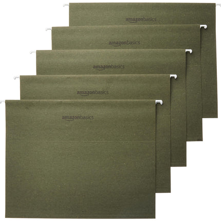 Amazon.com : Amazon Basics Hanging Organizer File Folders for Efficient Filing, Sturdy, Adjustable Tabs, Letter Size, Pack of 25, Green : Office Products