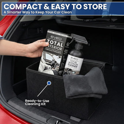 EVEO Total Car Interior Cleaner Kit - Interior Car Cleaner, Car Seat Cleaner & Car Cleaning Supplies - Car Screen Cleaner, Interior Car Cleaning kit for Leather, Vinyl, Glass & Plastic & More - 16oz