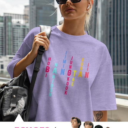 Seven Stars Acrostic Graphic Tee - Premium Cotton Boy Band Typography Shirt, K-Pop Fan Minimalist Streetwear, Army Gift